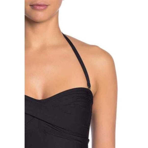 Athena NWOT 14 Black Twist Detail One Piece Swimsuit - Picture 2 of 4